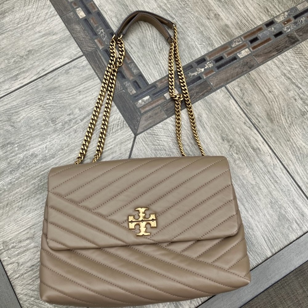 Tory Burch Tan Gold Chevron Shoulder Bag